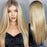 Long Silky Straight Synthetic Lace Front Wigs Natural Middle Brown Blonde Wigs for Women