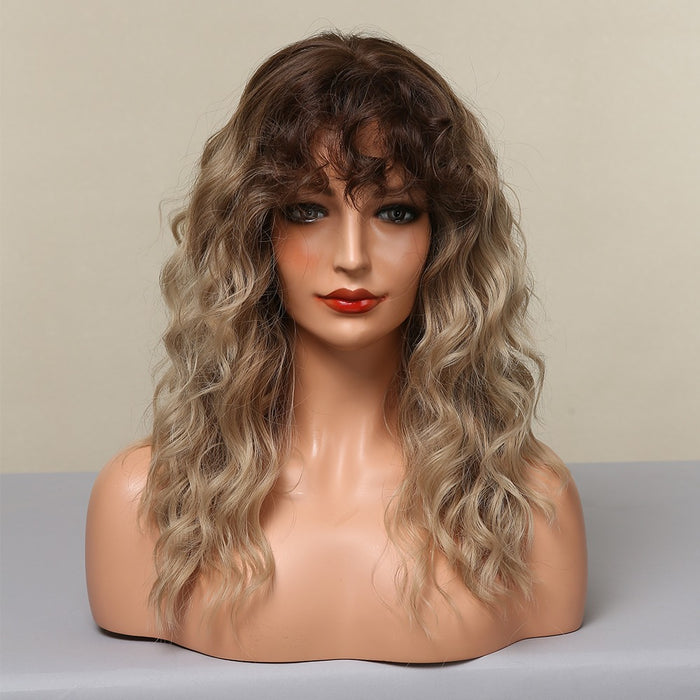 Long Wavy Synthetic Wigs with Dark Brown Wig for Black Women curly hair wig wholesale