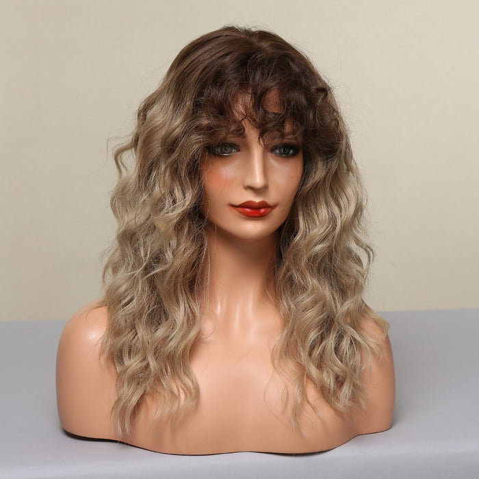 Long Wavy Synthetic Wigs with Dark Brown Wig for Black Women curly hair wig wholesale