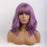 Purple Medium Long Loose Body Wave Wig with Bangs Daily Natural Wigs for Women Synthetic Hair