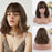 Synthetic Brown Mix Blonde Hair Highlight Short Natural Wave Bob Wigs With Bangs for Women