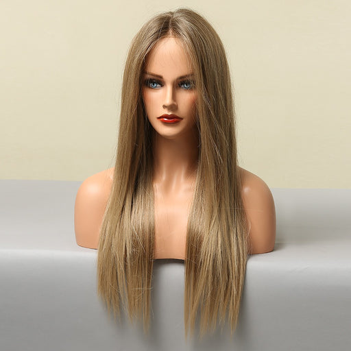 Straight Blonde Golden Synthetic Lace Front Wig for Women HD Lace Hair Wig