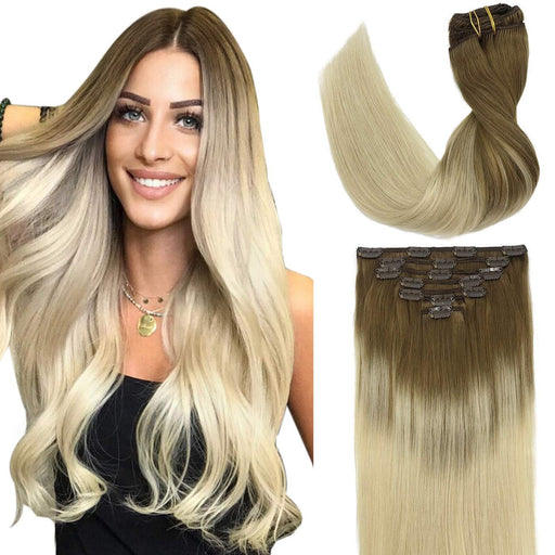 Hair extension clip in 100% hair virgin lace clip in hair extensions