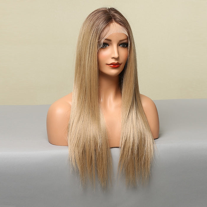 Black Brown Golden Synthetic Lace Front Wig Middle Part Long Straight Lace Wigs for Women lace synthetic wigs