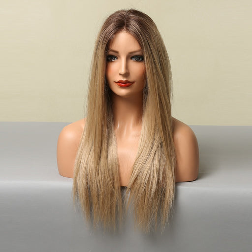 Black Brown Golden Synthetic Lace Front Wig Middle Part Long Straight Lace Wigs for Women lace synthetic wigs