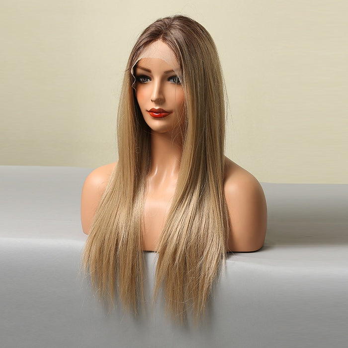 Black Brown Golden Synthetic Lace Front Wig Middle Part Long Straight Lace Wigs for Women lace synthetic wigs