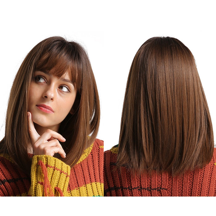 Brown Bob Synthetic Wigs for Women Straight Wigs with Synthetic Wigs Short