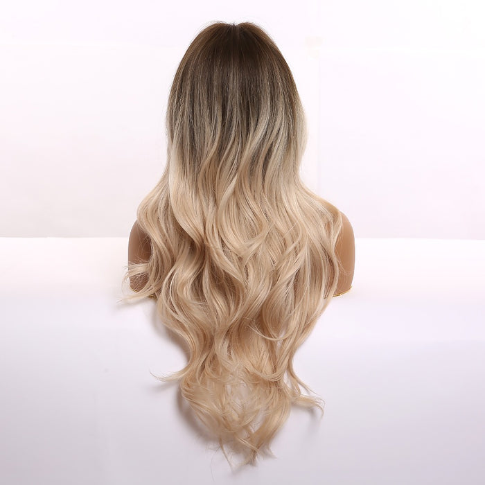 Curly Synthetic Wig Wavy Ombre Brown Blonde Synthetic Wigs Middle Part Wigs for Black Women