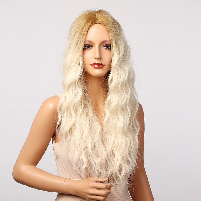 Golden Blonde White Ombre Wigs Long Curly Synthetic Wig for Women Afro synthetic wig curly