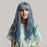 Long Blue Cosplay Party Lolita Wigs with Bangs Water Wave Synthetic Wigs for White Women Afro