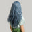 Long Blue Cosplay Party Lolita Wigs with Bangs Water Wave Synthetic Wigs for White Women Afro