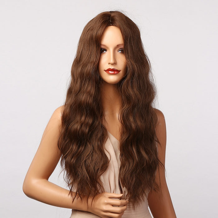 Long Wave Wigs Synthetic Wigs Dark Brown for Women Wigs Synthetic Wholesale