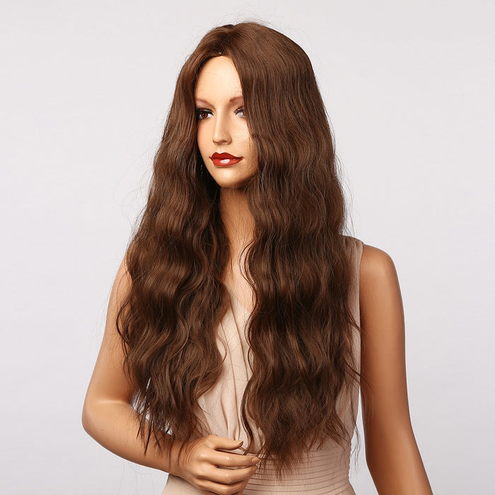 Long Wave Wigs Synthetic Wigs Dark Brown for Women Wigs Synthetic Wholesale