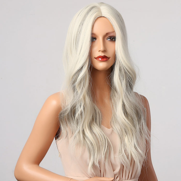 White Gray Wavy Wigs Long Middle Synthetic Wigs for Women Afro Fiber Wig Synthetic Hair