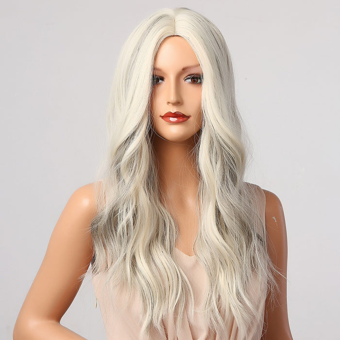 White Gray Wavy Wigs Long Middle Synthetic Wigs for Women Afro Fiber Wig Synthetic Hair