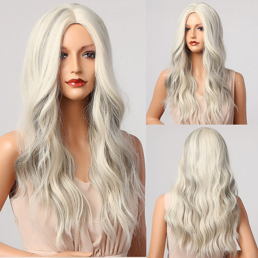 White Gray Wavy Wigs Long Middle Synthetic Wigs for Women Afro Fiber Wig Synthetic Hair