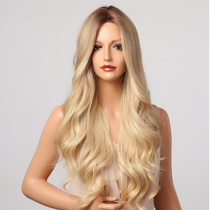 Brown Blonde Long Wavy Synthetic Wig for Women Afro Cheap wig synthetic hair wigs for