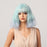 Short Bob Wavy Synthetic Wigs with Bangs Light Green Sky Blue Cosplay Party Lolita Cute Wigs for Women Girl