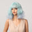 Short Bob Wavy Synthetic Wigs with Bangs Light Green Sky Blue Cosplay Party Lolita Cute Wigs for Women Girl