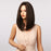 Straight Black Brown Synthetic Wigs with Highlight for Women Shoulder Length Heat Resistant Bobo Hair