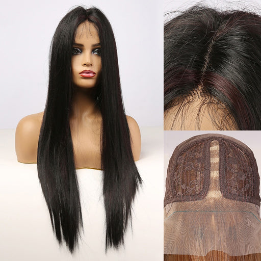 Straight Synthetic Lace Front Wigs with Baby Hair Pure Black Heat Resistant Wigs for Black Women Afro