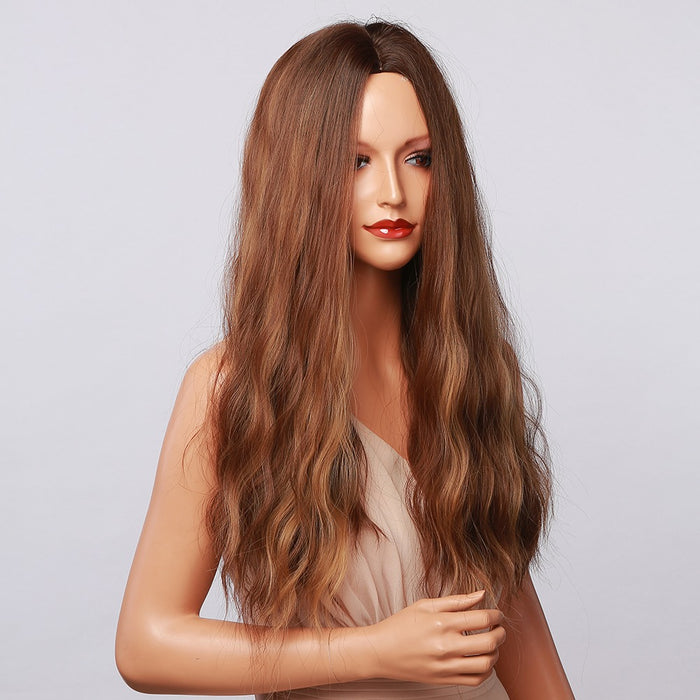 Water Wave Wig Ombre Black Brown Blonde Wig for Women High Quality Synthetic Long Straight Wigs