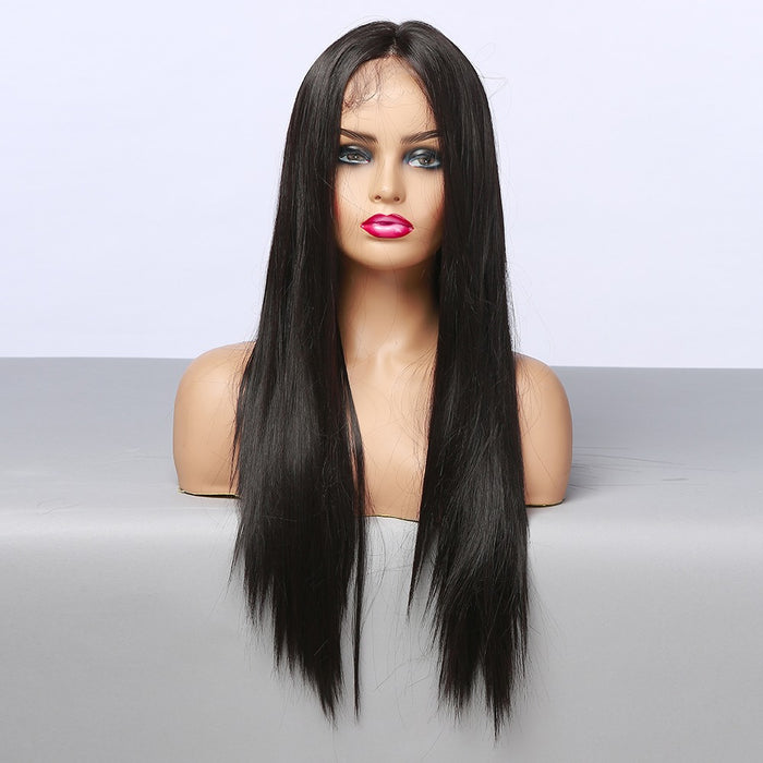 Synthetic Wigs Front Lace Long Straight Black Lace Front Synthetic Womens Wigs Synthetic