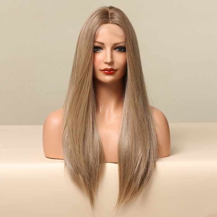 Straight Synthetic Lace Front Wigs for Women Brown Golden Lace Hair Wigs