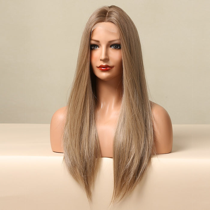 Straight Synthetic Lace Front Wigs for Women Brown Golden Lace Hair Wigs