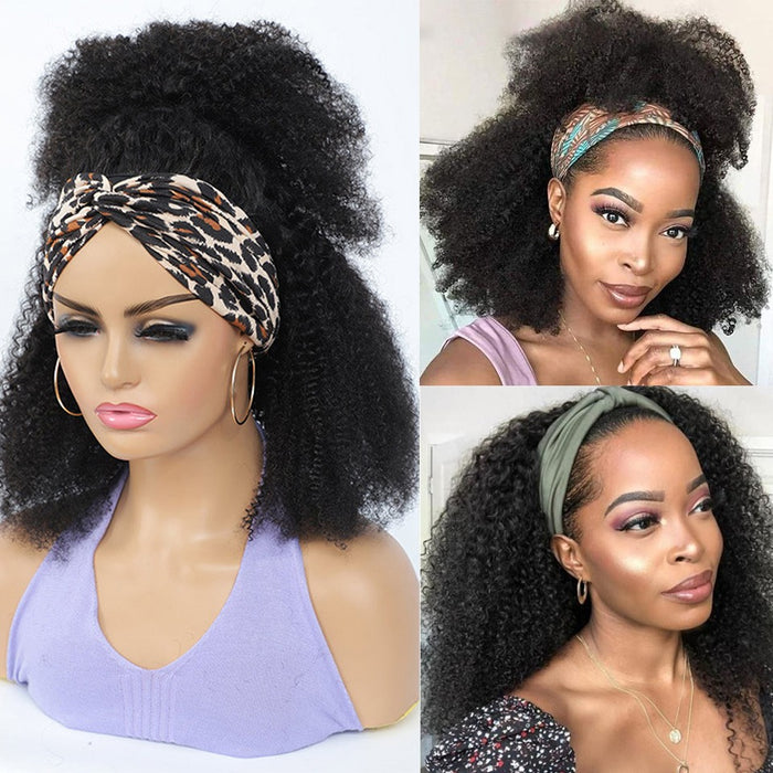 Headband Wigs Virgin Water Wave 150%Density Straight Human Hair Wig for Black Women Machine Made Wig Wholesale Vendors