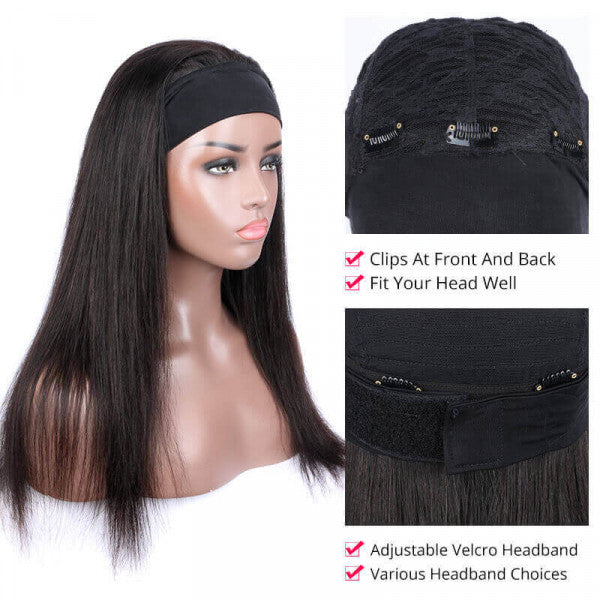 Head Band Wigs 2 For 1 Water Wave And Straight Human Hair Headband Wigs