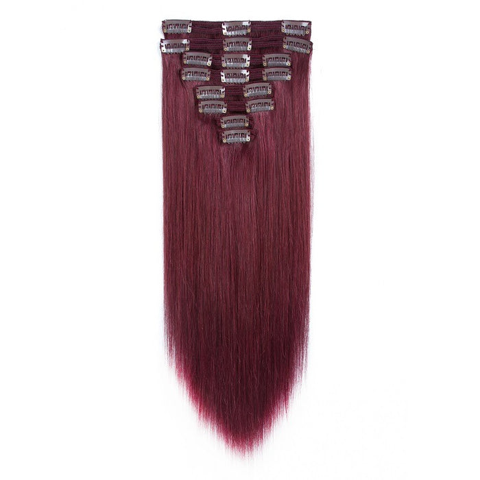 Healthy human hair burgundy human hair extensions clip ins