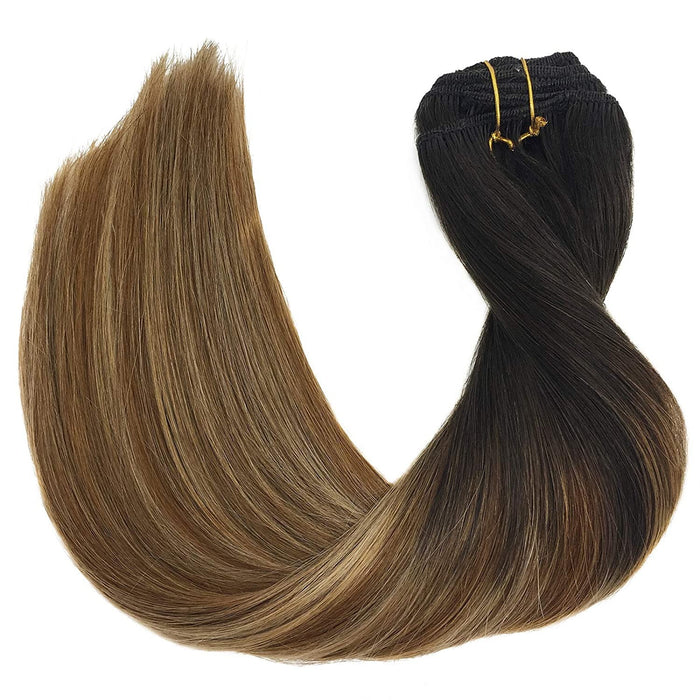 Human Hair Double Drawn High Quality Clips In Hair Extensions