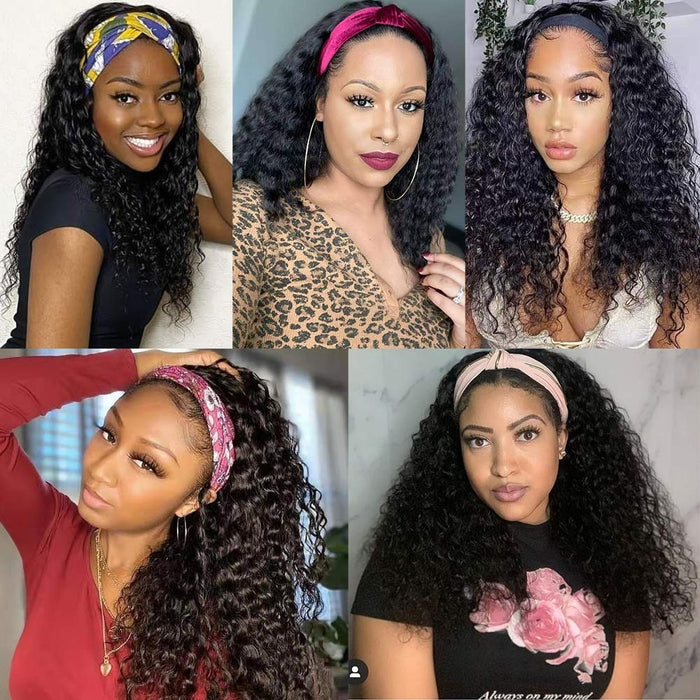 Water Deep Wave Headband Wigs Human Hair For Black Women