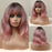 Short Bob Synthetic Wig with Bangs Black Blonde Wave Wig Shoulder Length Natural Heat Resistant Hair