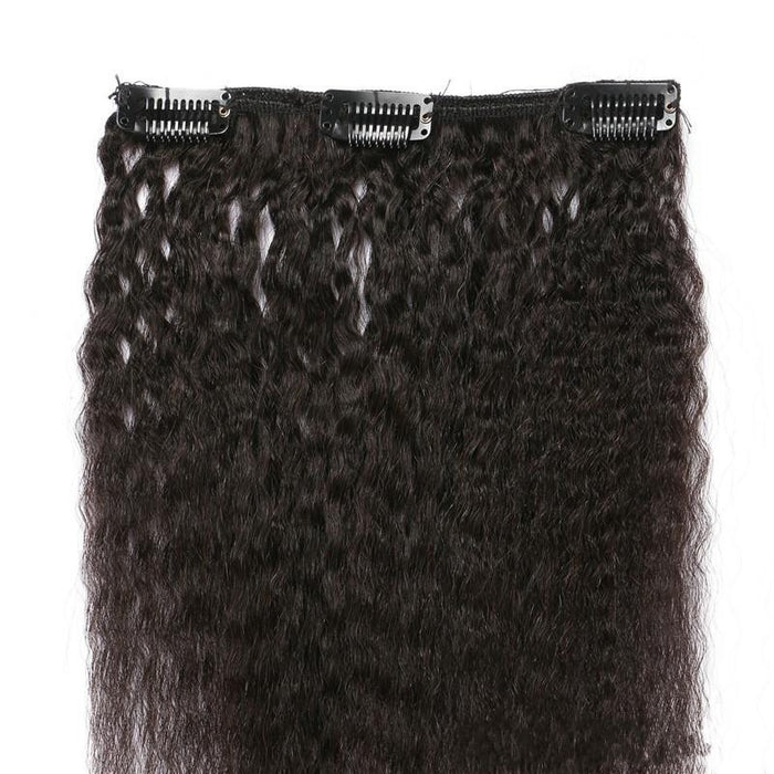 kinky straight virgin clip in human hair extensions