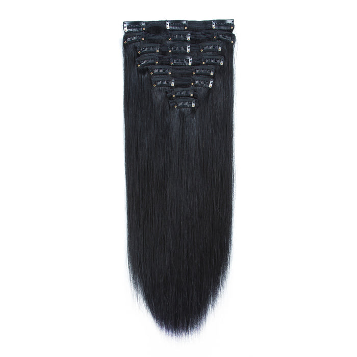 Silky straight virgin clip in hair extension