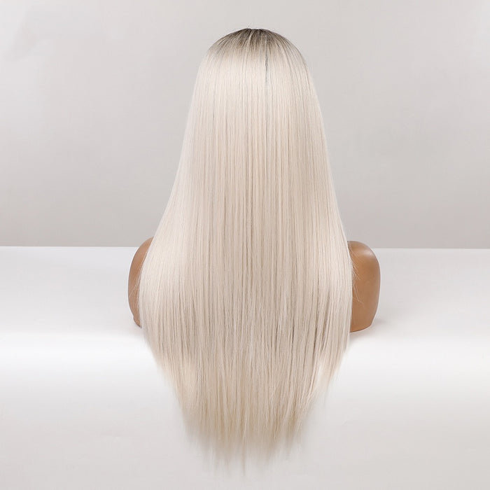 Lace Front Synthetic Wigs Long Straight Wig White Silver Hair Synthetic Lace Front Wig Natural Hairline