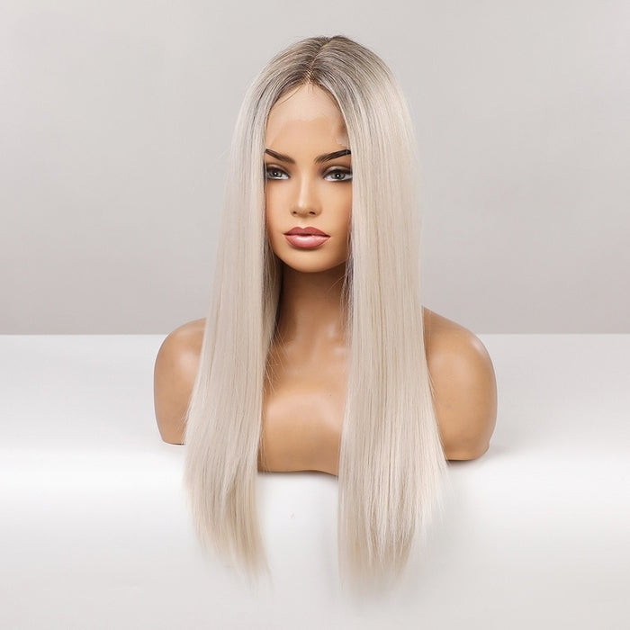 Lace Front Synthetic Wigs Long Straight Wig White Silver Hair Synthetic Lace Front Wig Natural Hairline