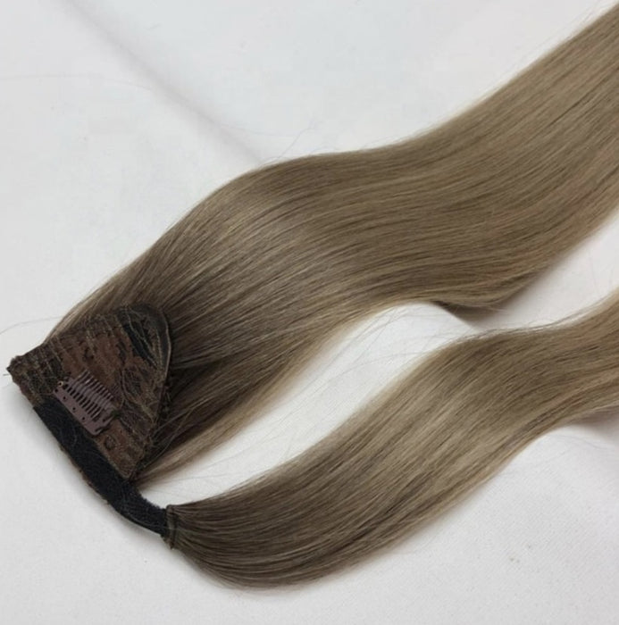 Long Human Hair Silky Straight Ponytails Clip In Hair Extensions