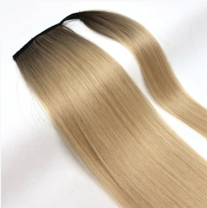 Long Human Hair Silky Straight Ponytails Clip In Hair Extensions