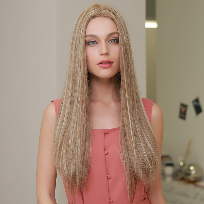 Long Straight Synthetic Lace Part Hair Wigs For Women Heat Resistant Daily Use