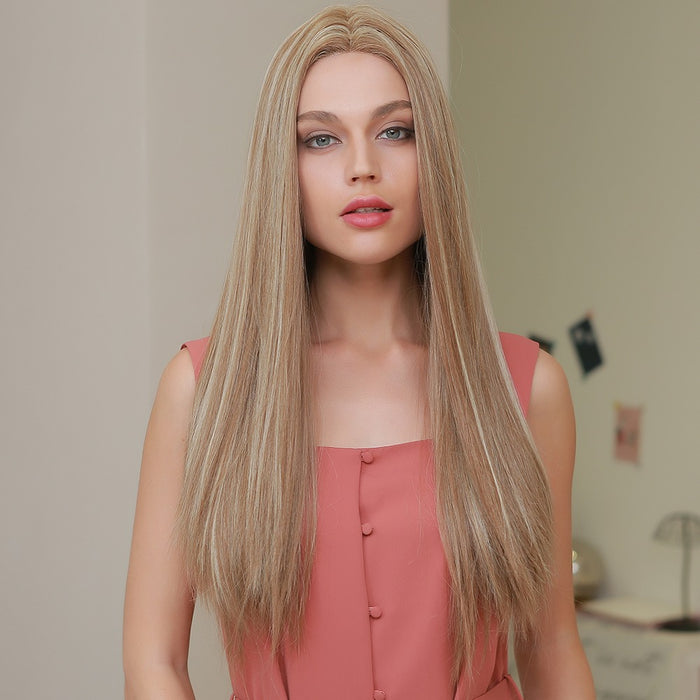 Long Straight Synthetic Lace Part Hair Wigs For Women Heat Resistant Daily Use