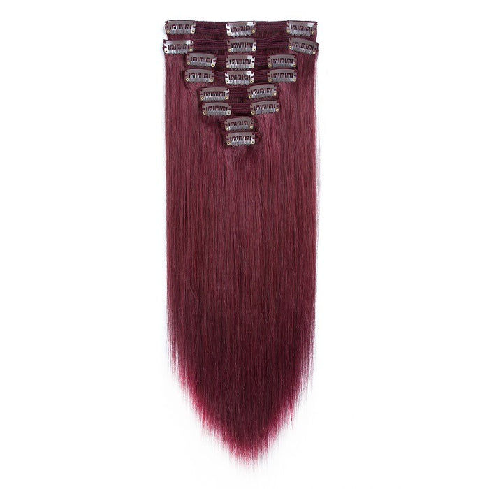 Dark chocolate brown color hair pieces clip in hair extension for women