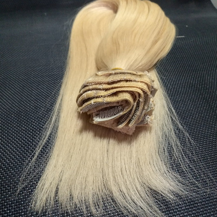 Virgin human hair double drawn clip in hair extension