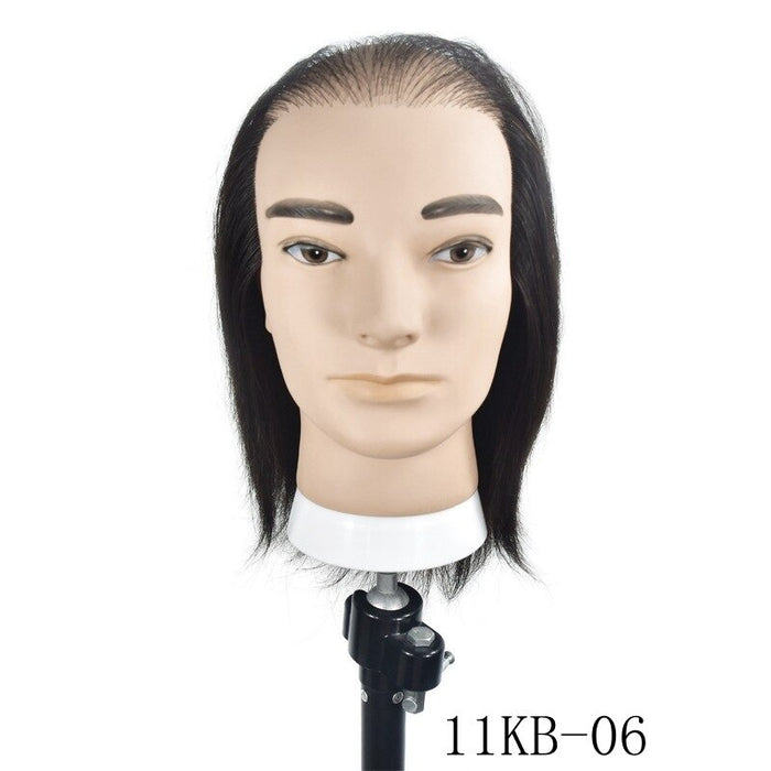 Male Bald 100% Human Hair Mannequin Head with Real Hair Practice Training Head Barber Hairdressing Manikin Doll