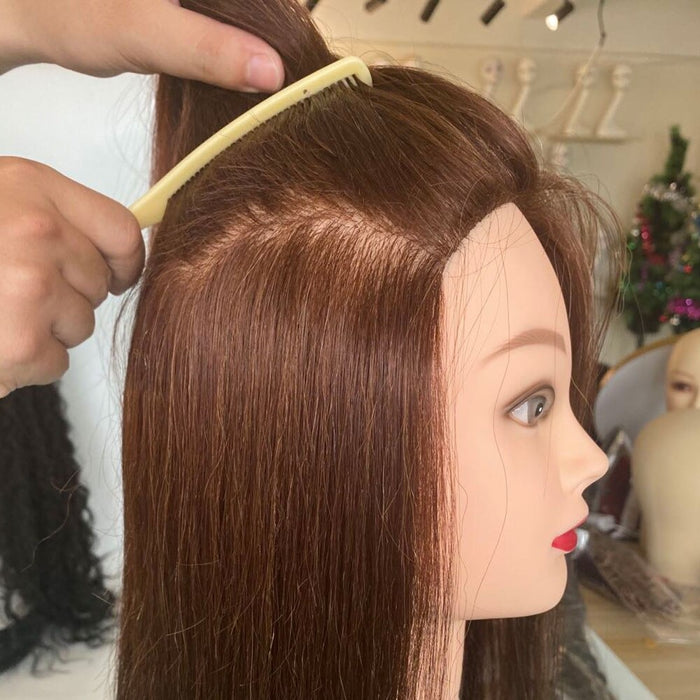 Mannequin Head With Hair for Braiding Cutting Practice 100% Real Human Hair Training Mannequin Dummy Heads for Hairdresser Salon