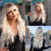 Long Platinum Wave Synthetic Wig for White Women Ombre Light Blonde Wigs With Bangs Daily