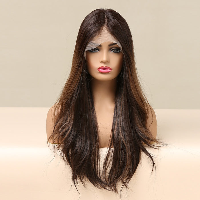 Wavy Dark Brown Synthetic Lace Front Wigs for Women Lace Front Wig Resistant