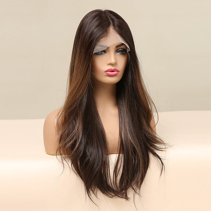 Wavy Dark Brown Synthetic Lace Front Wigs for Women Lace Front Wig Resistant